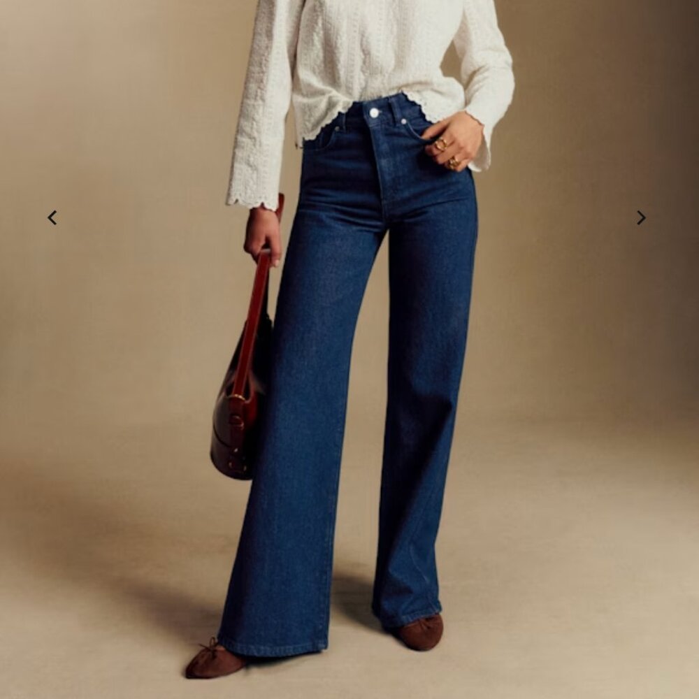 Sezane New 70's Trousers Indigo Blue - Size 6